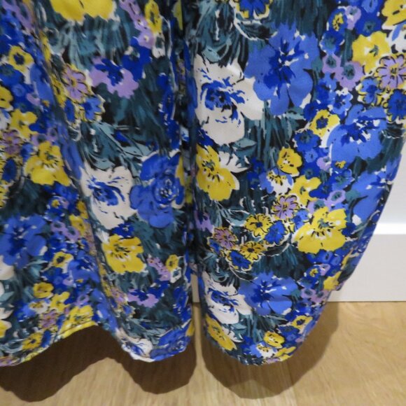 MELLODAY Ditsy Blue Yellow Floral Tiered Ruffle Maxi Dress Boho Cottagecore Trad - Picture 9 of 14